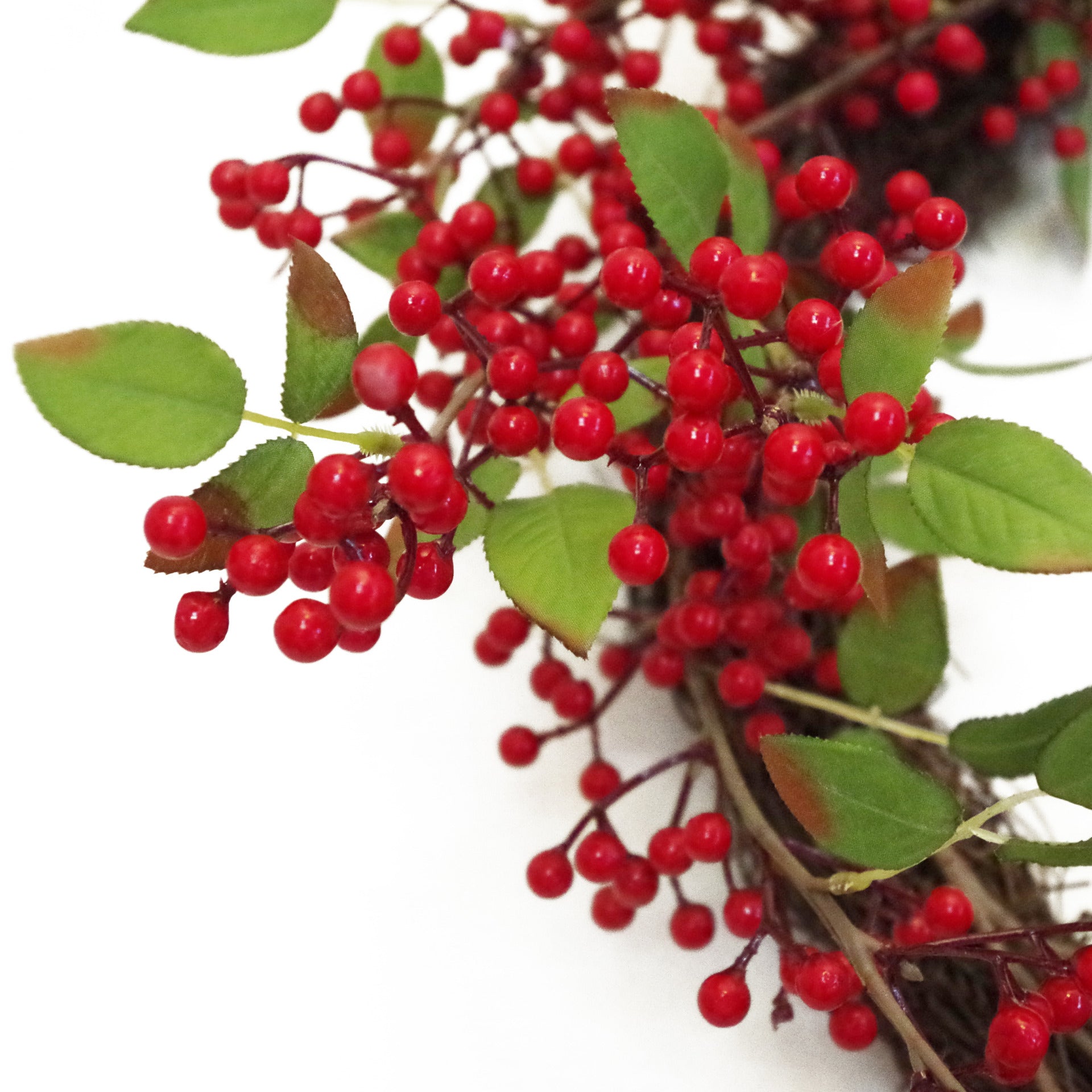 60cm Großer Luxus-Weihnachtskranz mit roten Beeren – Naturgetreuer künstlicher Kranz für die Floristik