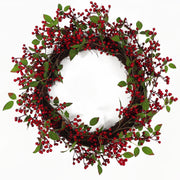 60cm Großer Luxus-Weihnachtskranz mit roten Beeren – Naturgetreuer künstlicher Kranz für die Floristik