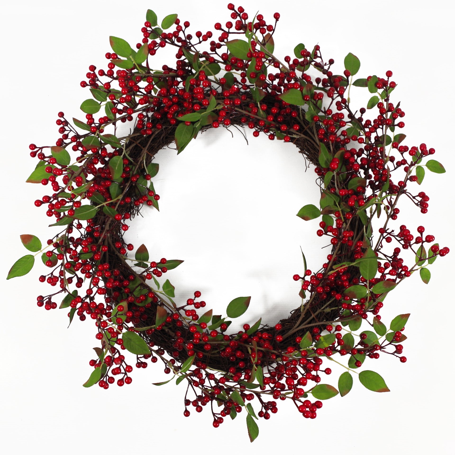 60cm (24") Large Luxury Christmas Natural Look Red Berry Floristry Wreath