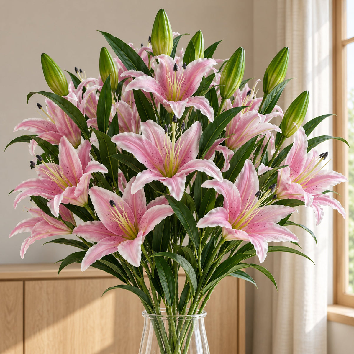 100cm Large Artificial Lily Stem with 3 Flowers