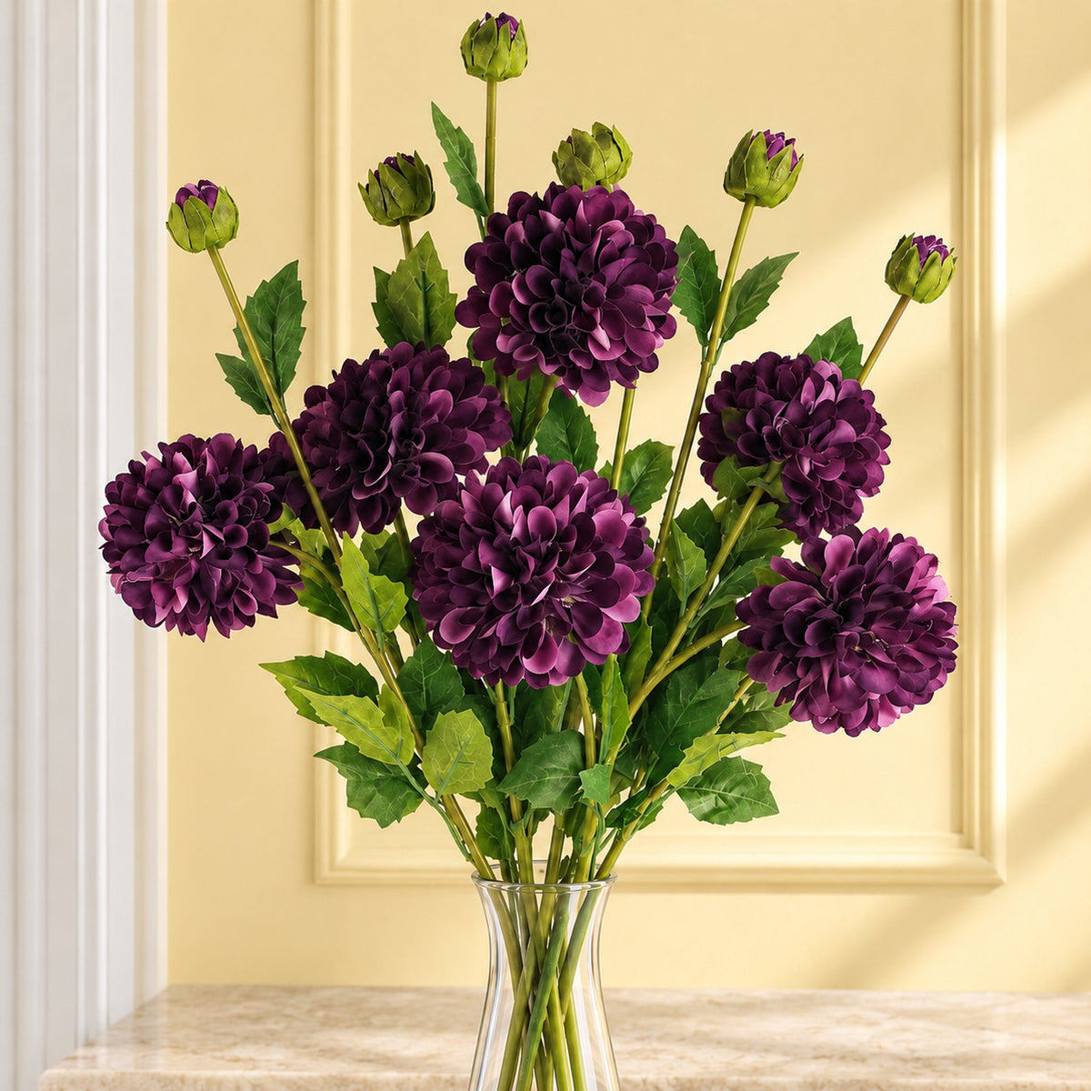 75cm Artificial Dahlia PomPom Flower Stem Realistic