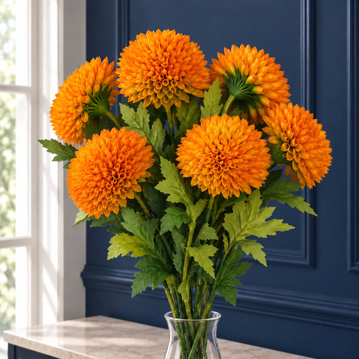 70cm Large Ball Dahlia Artificial Flower Stem Faux