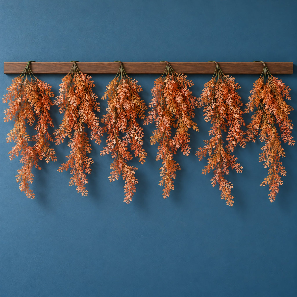 80cm Artificial Coral Fern Trailing Plant - Autumn Orange