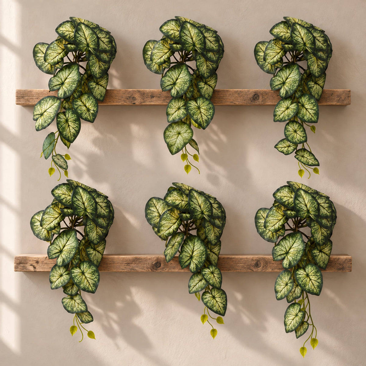 25cm Artificial Trailing Variegated Caladium Vine Plant Dark Green