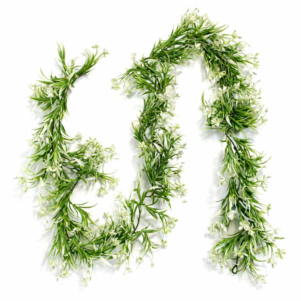 Guirlande de verdure artificielle fleurie blanche de 170 cm à suspendre pour décoration