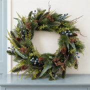 60cm Artificial Christmas Blue Berry and Pine Cone Wreath