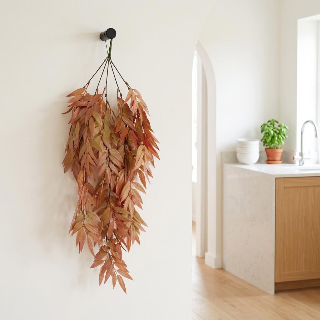 75cm Artificial Trailing Foliage Plant Dusty Orange Hanging Faux Greenery