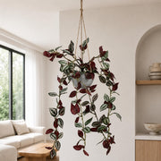 70cm Artificial Purple Tradescantia Zebrina Hanging Plant in Grey Pot