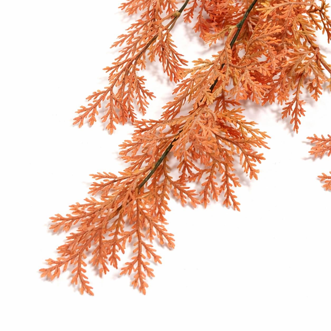 80cm Artificial Coral Fern Trailing Plant Autumn Orange Hanging Foliage