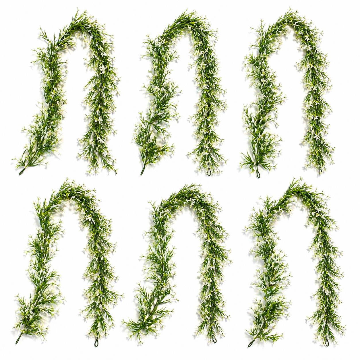 170cm Artificial White Flowering Greenery Garland Hanging Decoration