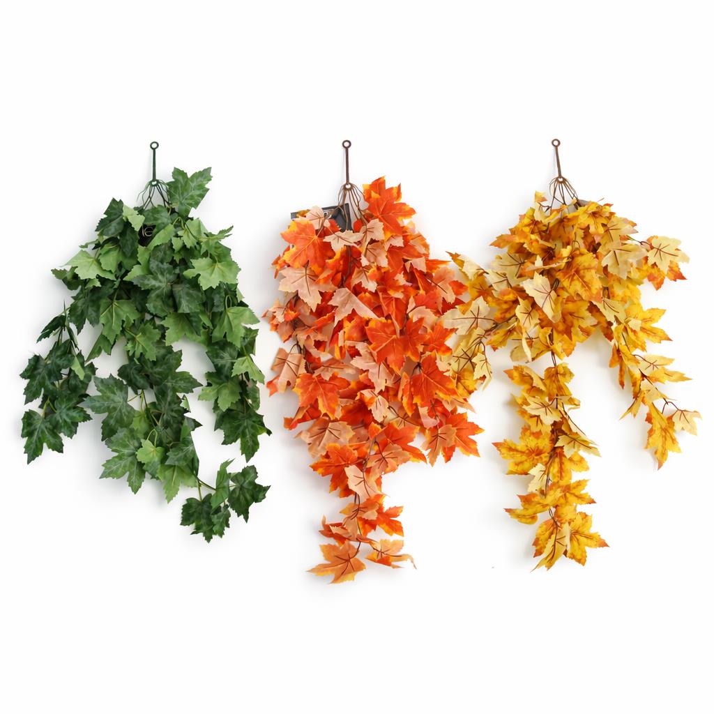 70cm Artificial Trailing Grape Ivy Plant Faux Hanging Foliage - Orange