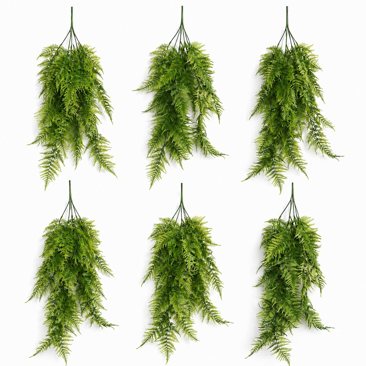 Pack of 6 x 80cm Artificial Trailing Fern Plant Hanging Faux Greenery