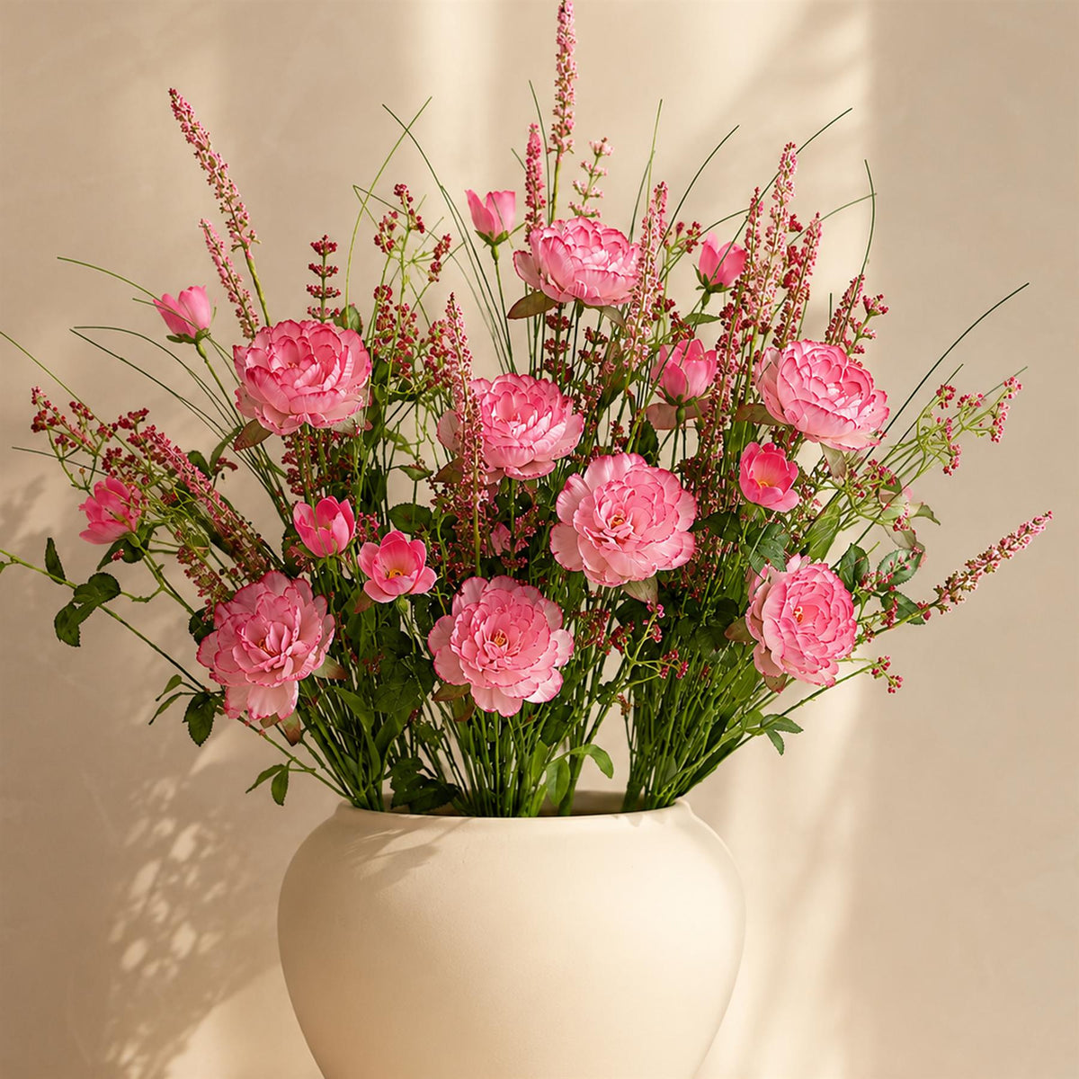 52cm Artificial Pink Peony Wildflower Bouquet