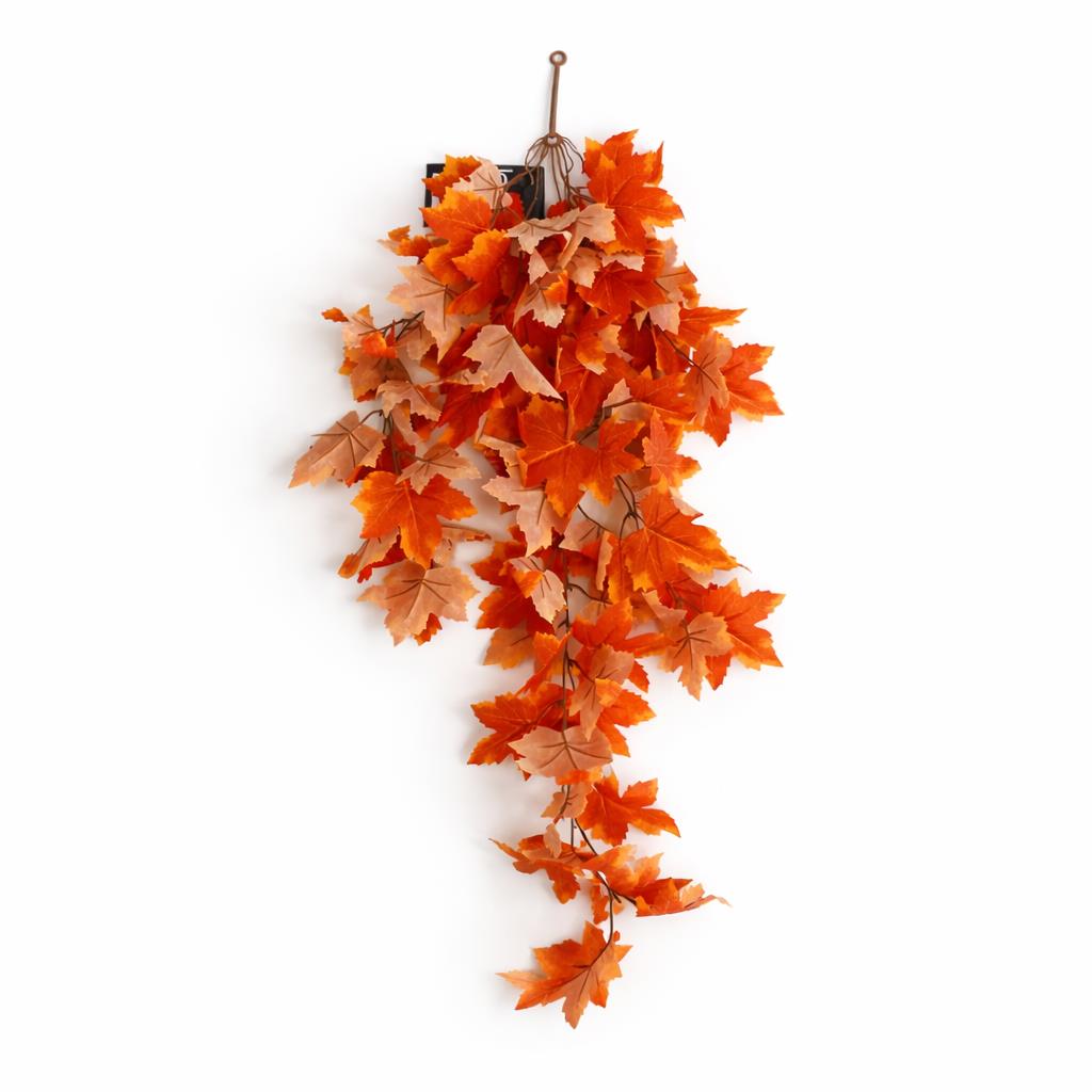 70cm Artificial Trailing Grape Ivy Plant Faux Hanging Foliage - Orange - Single Plant