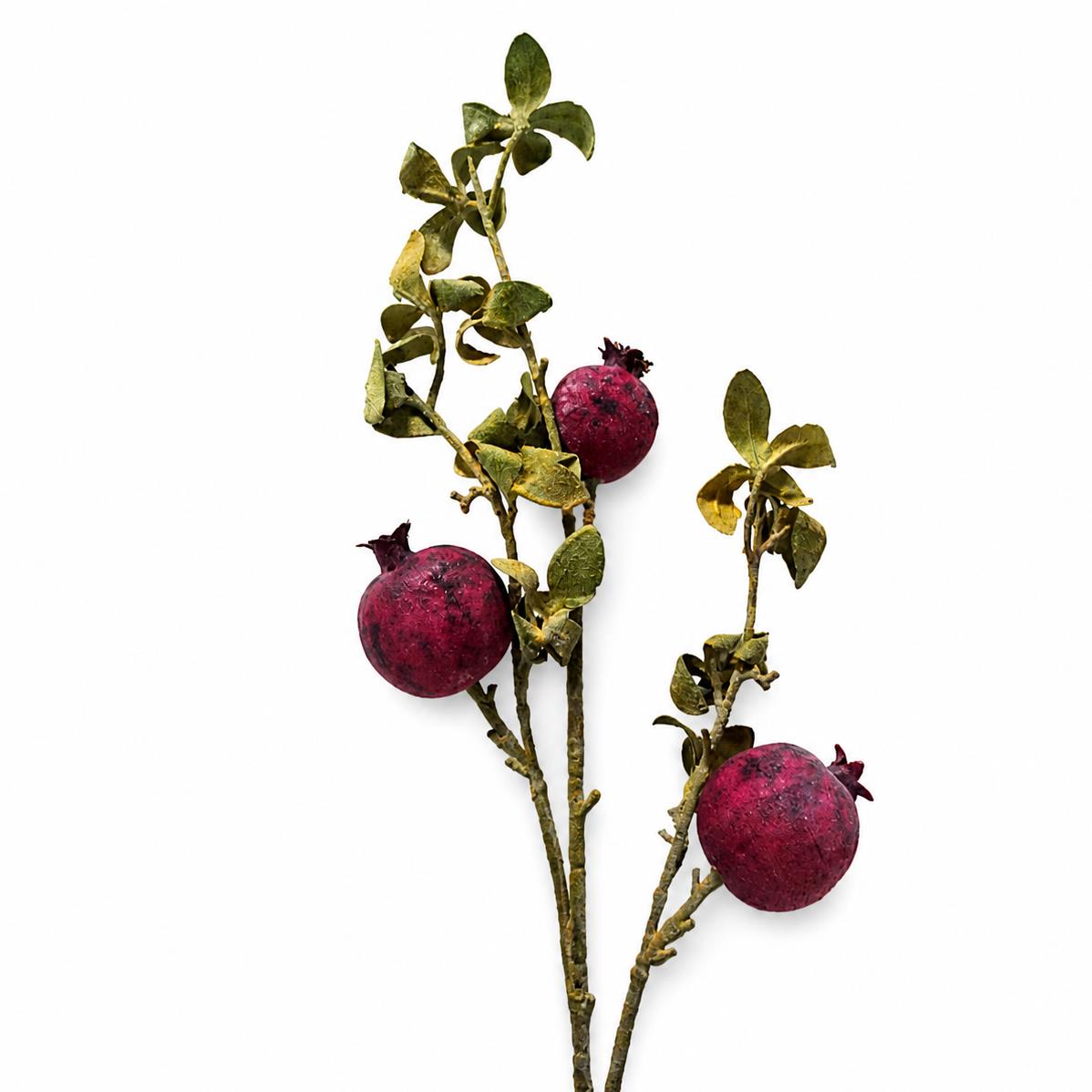 75cm Artificial Pomegranate Stem – Purple / Single Stem