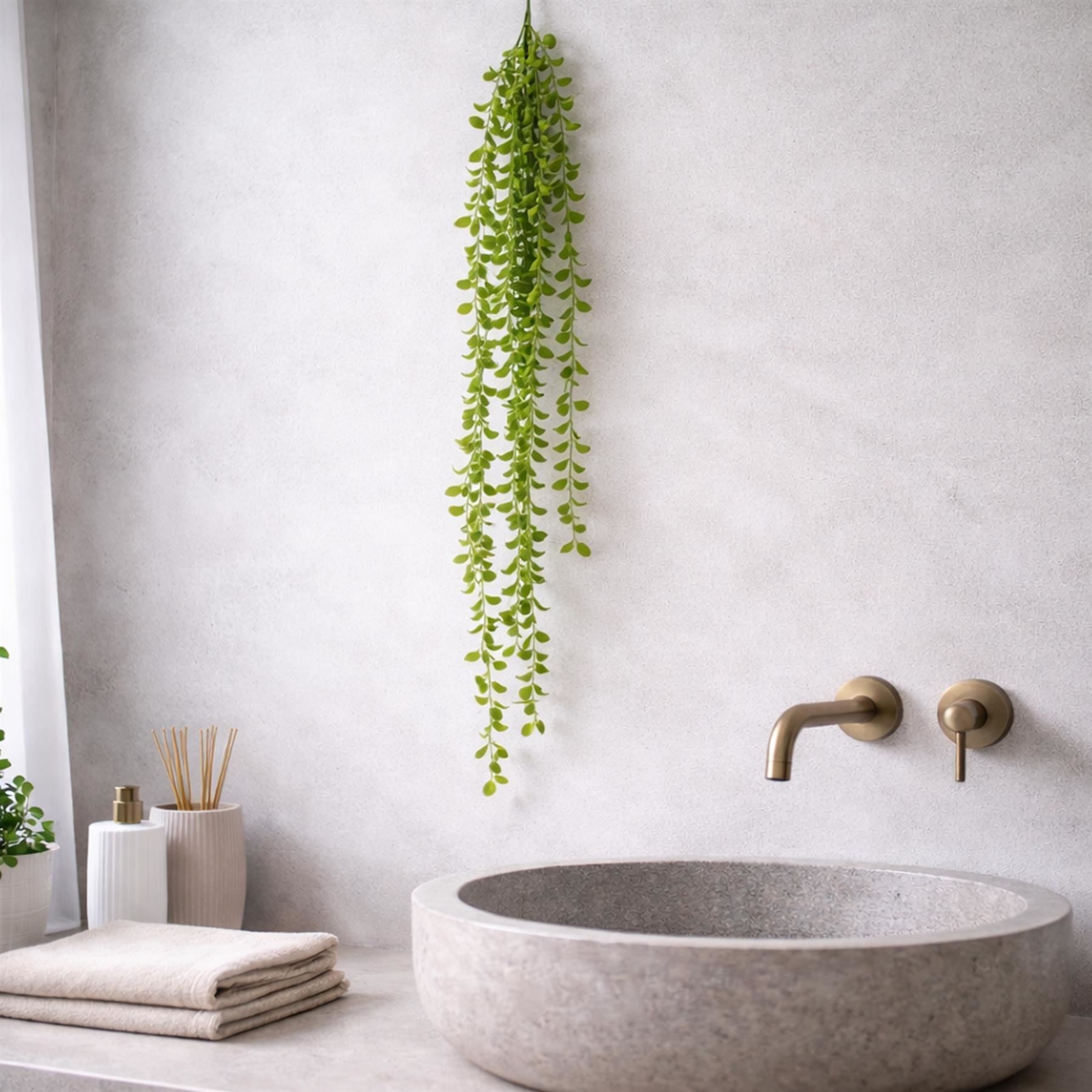 Guirlande de feuilles vertes artificielles de 90 cm, fausse plante tombante