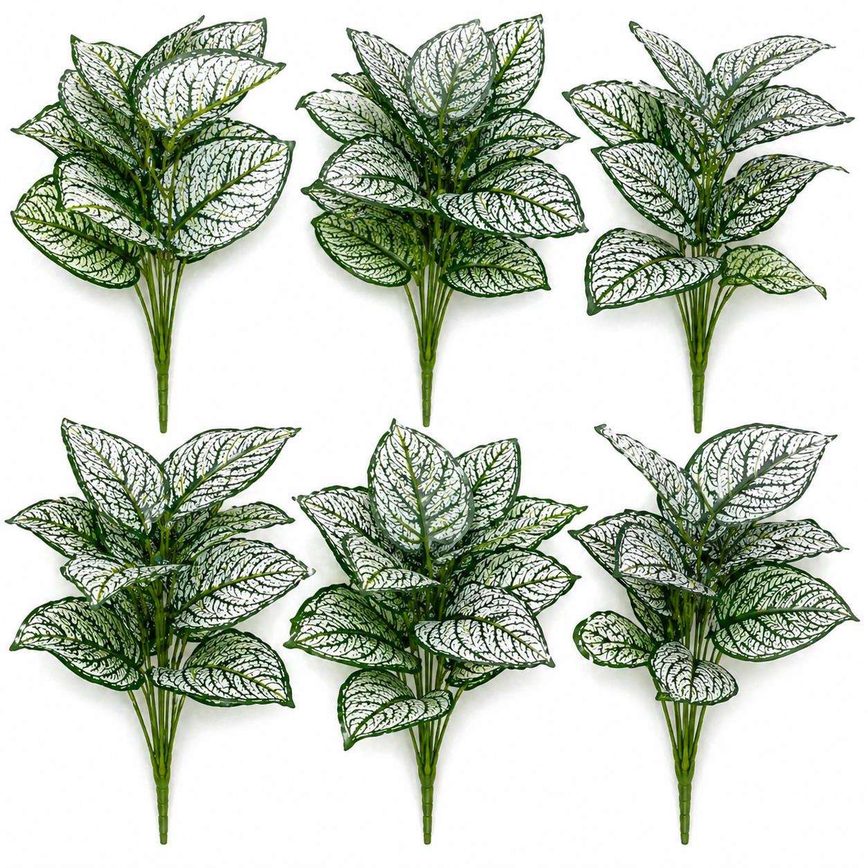 60 cm Künstliche Caladium-Stielpflanze, weiß-grün panaschiert, Kunstlaubarrangement