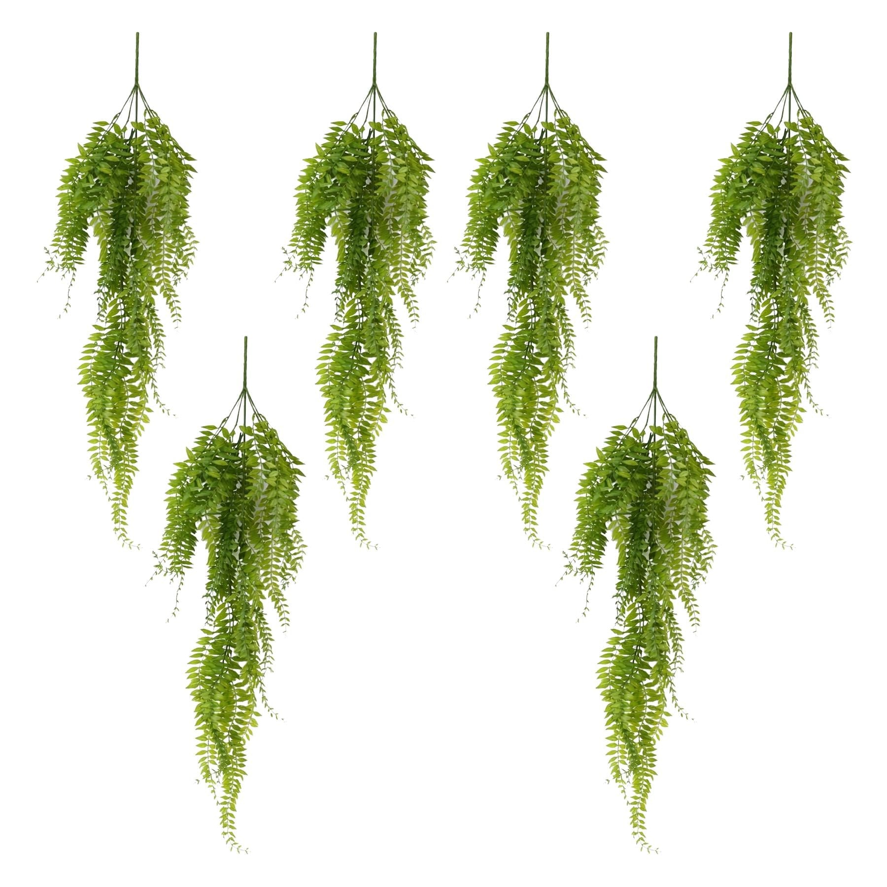 Plante suspendue artificielle de 100 cm à feuilles vertes, fougère tombante avec tiges supérieures armées