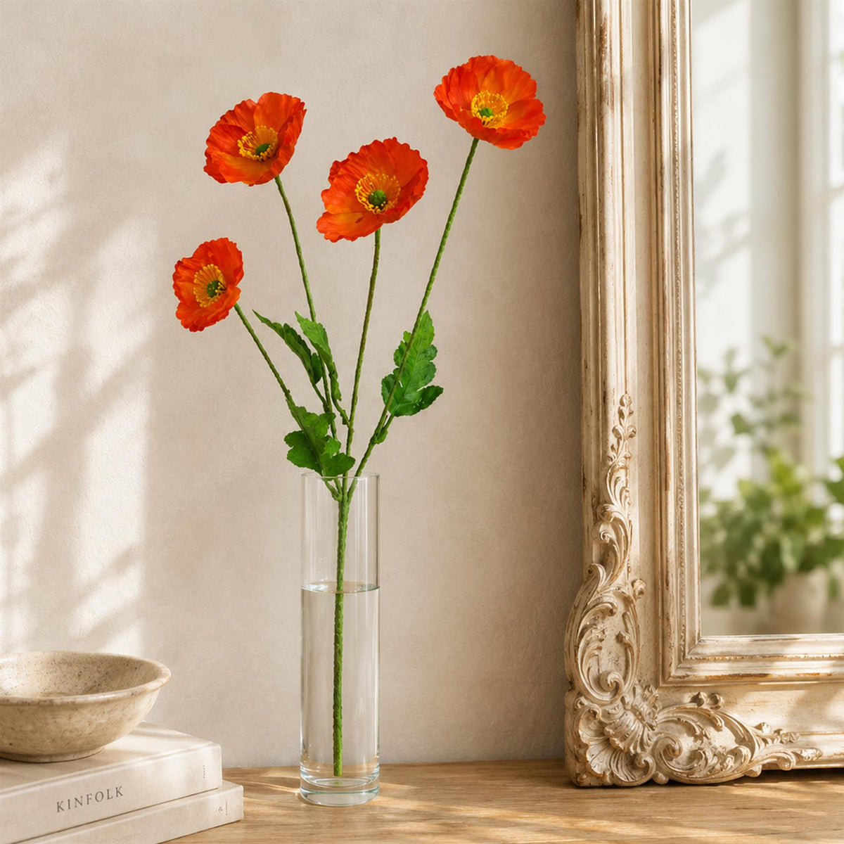 60cm Artificial Poppy Flower Spray