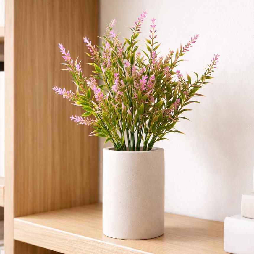 34cm Artificial Heather Stem Plant - Pink - Single Plant