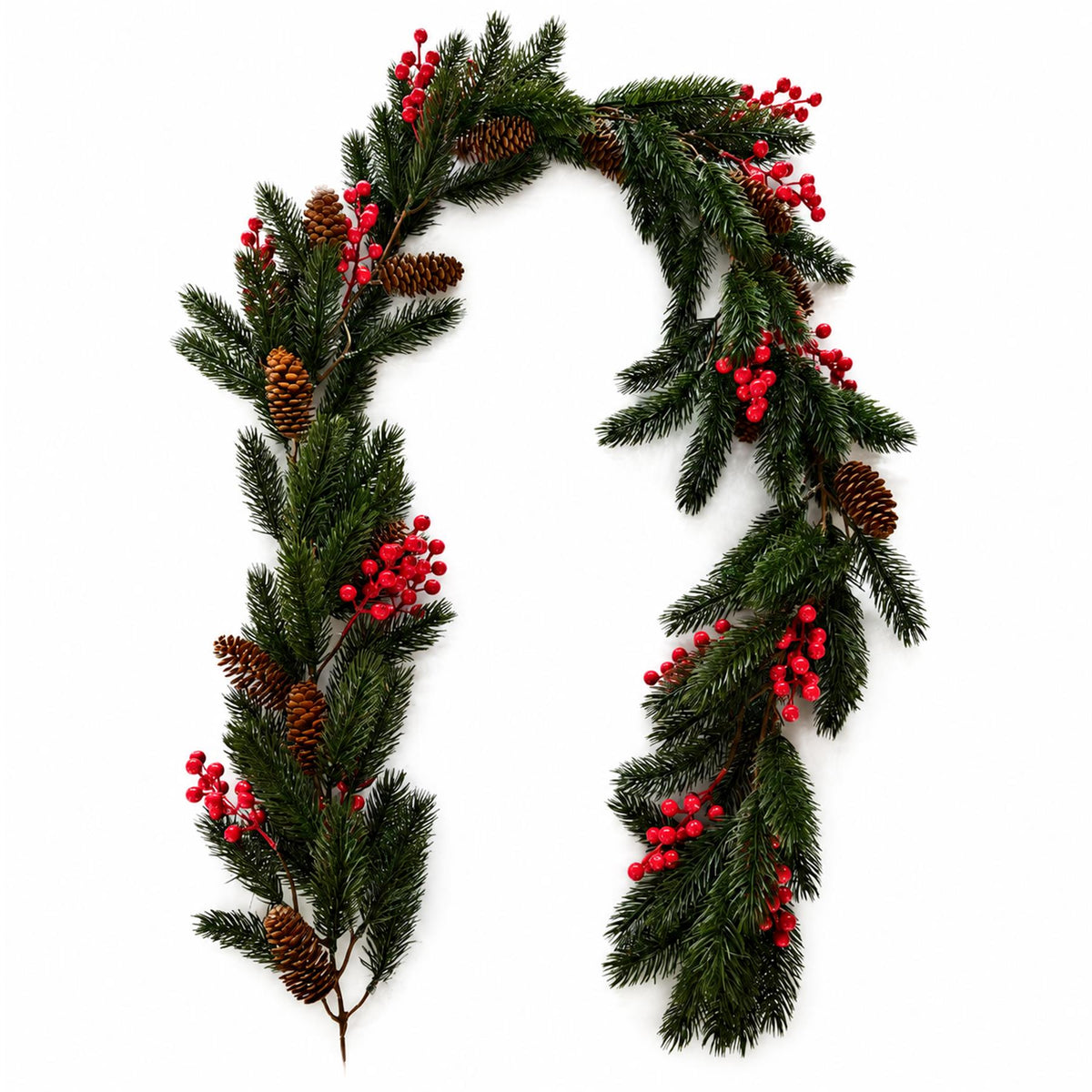 180cm Artificial Red Berry and Pine Cone Christmas Garland – image 3