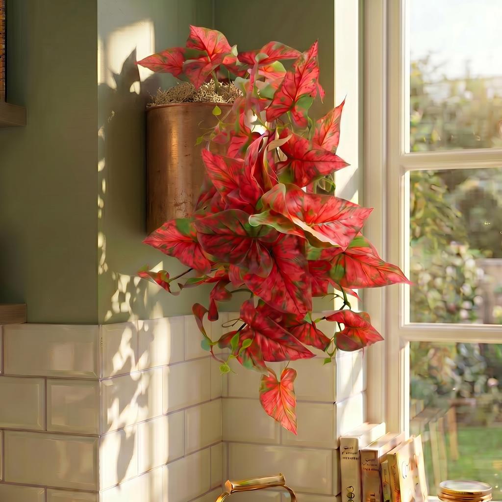 30cm Künstliche Hängende Rote Caladium