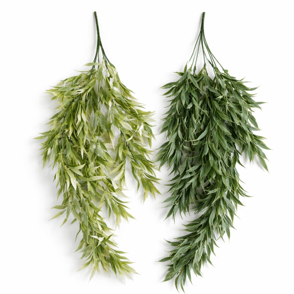 80 cm künstliche italienische Ruscus-Hängepflanze mit realistischem Laub – hellgrün