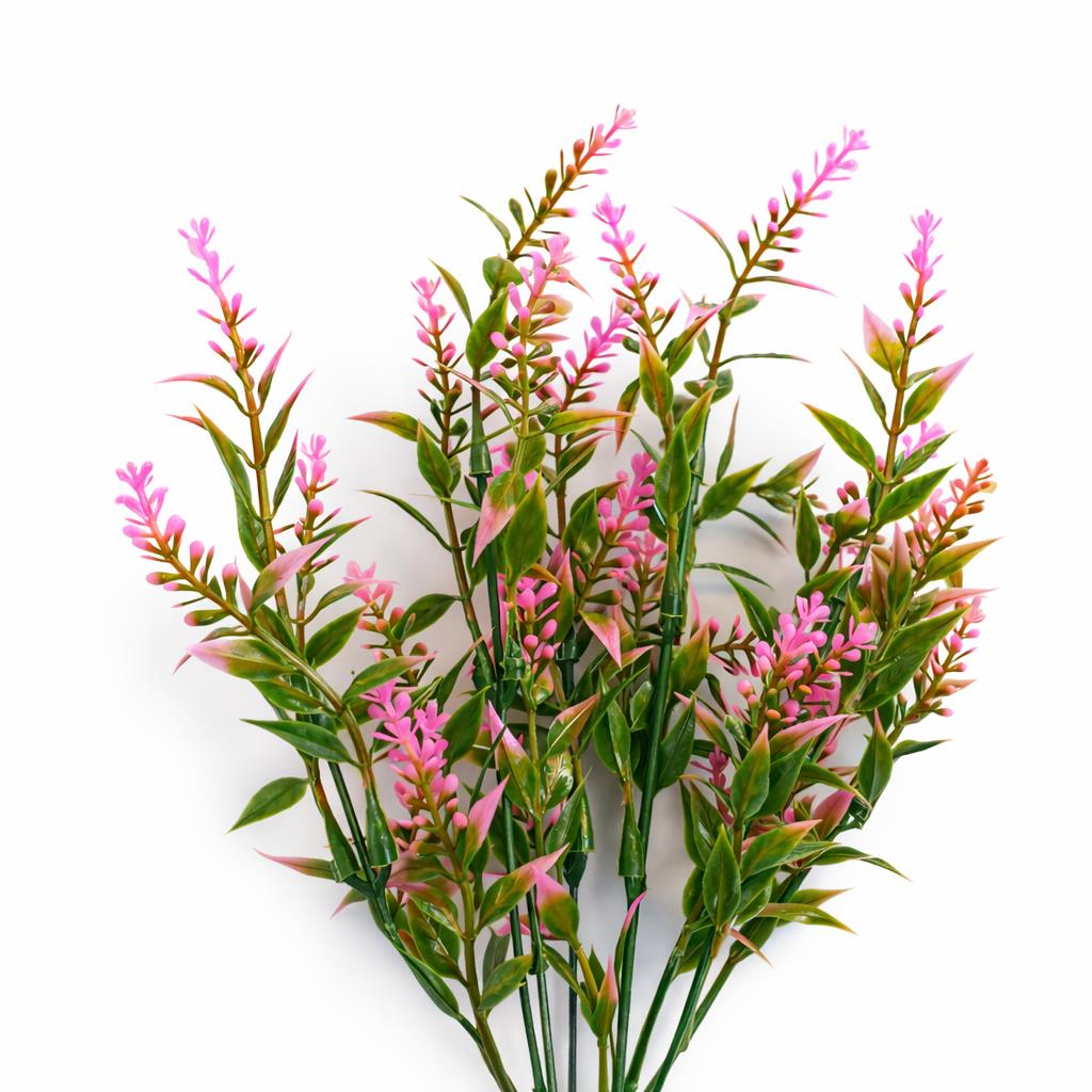 34cm Artificial Heather Stem Plant - Pink - Single Plant