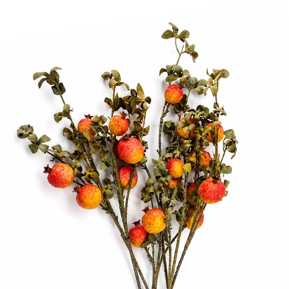 75cm Artificial Pomegranate Stem – Yellow / Pack of 6