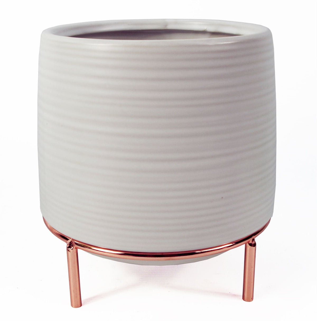 18cm White Ceramic Planter with Gold Metal Stand – image 2