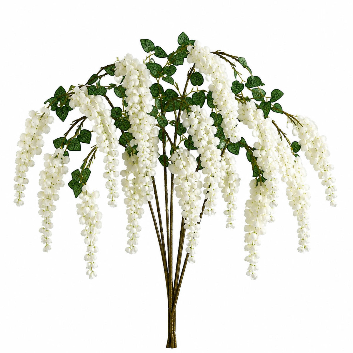 110cm Artificial White Wisteria Flower Spray