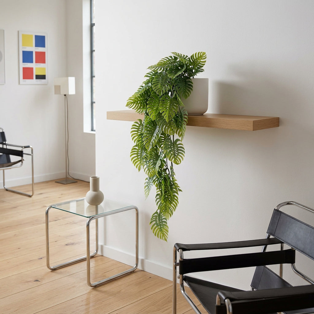 80cm künstliche Hängepflanze, tropische Monstera – Salbeigrün