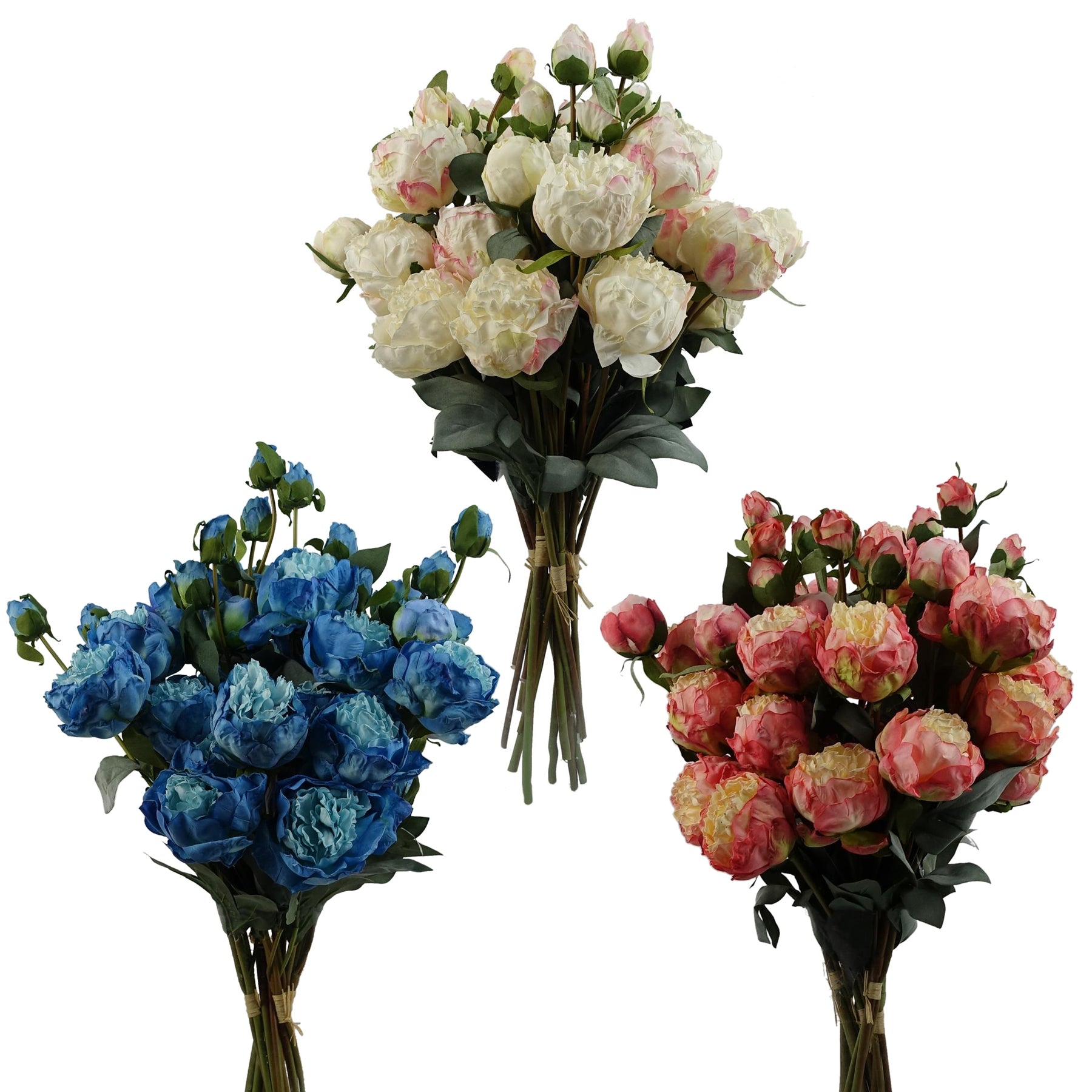 55cm Peony Artificial Flower Stems - 4 flowers 3 buds