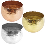 Large Metal Display Bowl Hammered Finish - Curved Edge