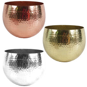 Large Metal Display Bowl Hammered Finish - Straight Edge