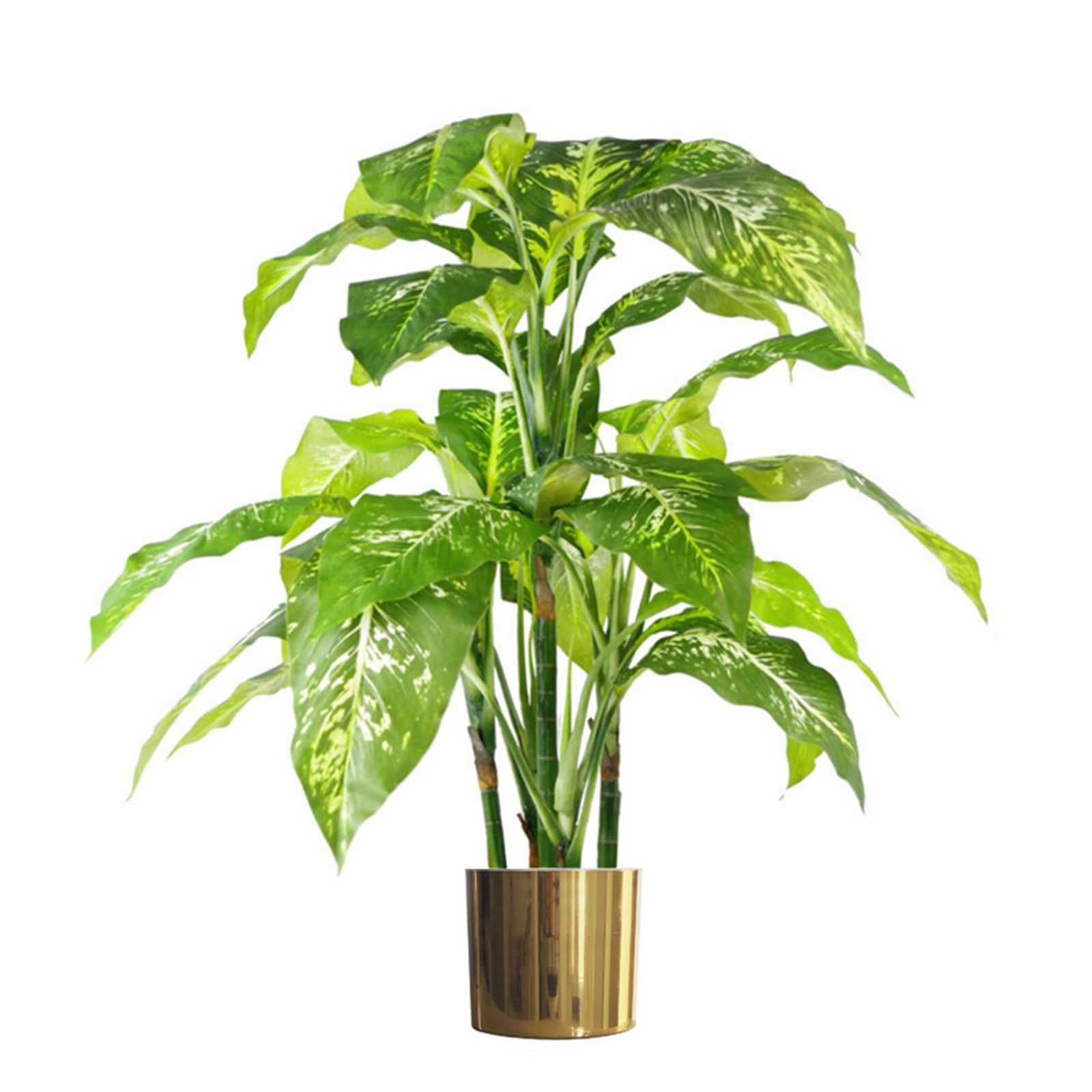 100cm Large Fox’s Aglaonema (Spotted Evergreen) Tree Artificial Plant with Gold Metal Planter