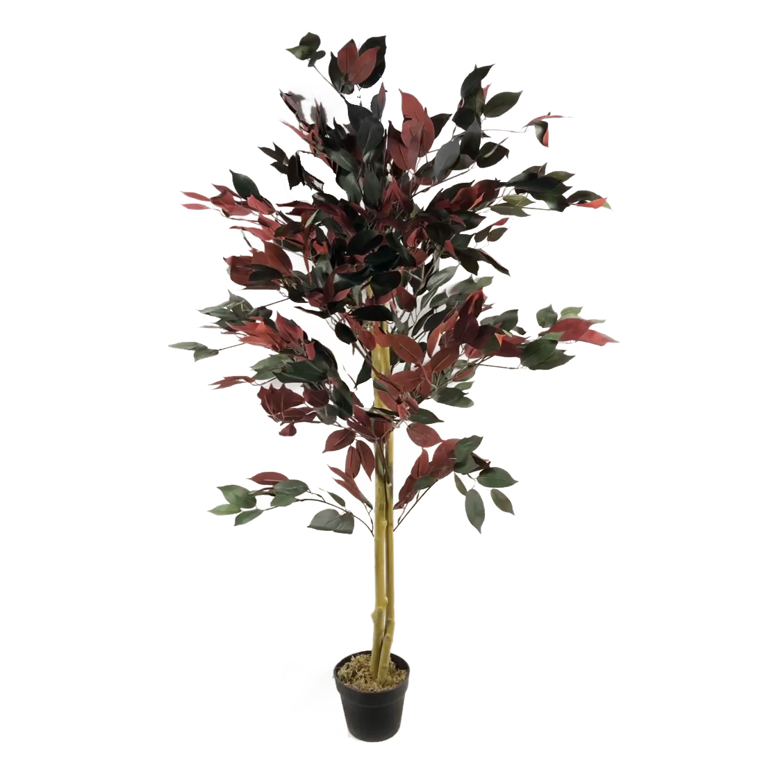 120cm (4ft) Artificial Dark Red Green Ficus Plant Extra Large Leaf