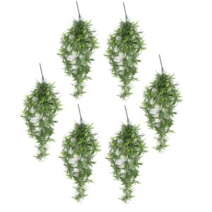 Pack of 6 x Hanging UV and Fire Resistant Artificial Fronded Thyme Plant 70cm