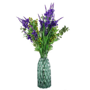 80cm Purple Larkspur and Berries Glass Vase