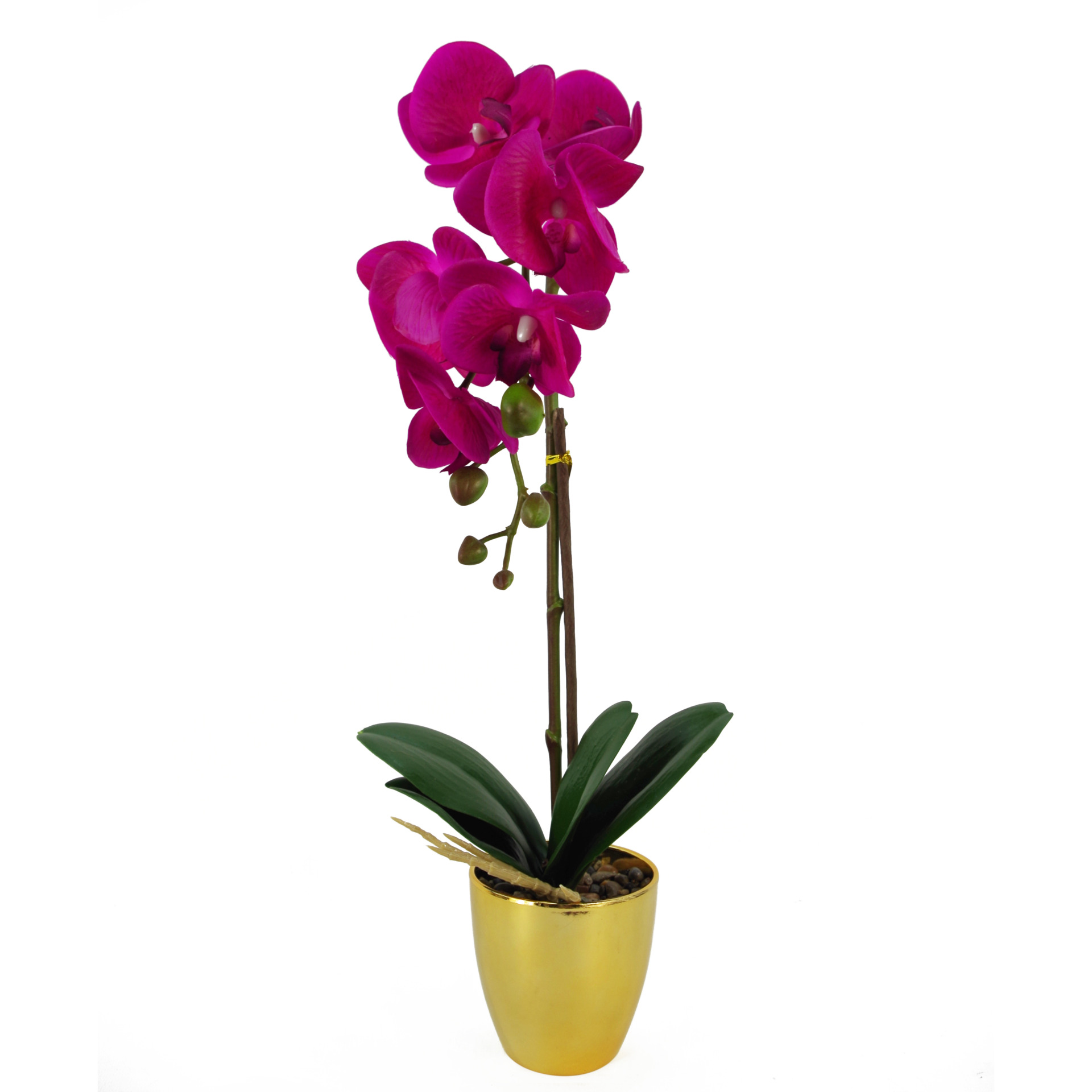 46cm Artificial Orchid Dark Pink / Silver Leaf Artificial Plants & Trees