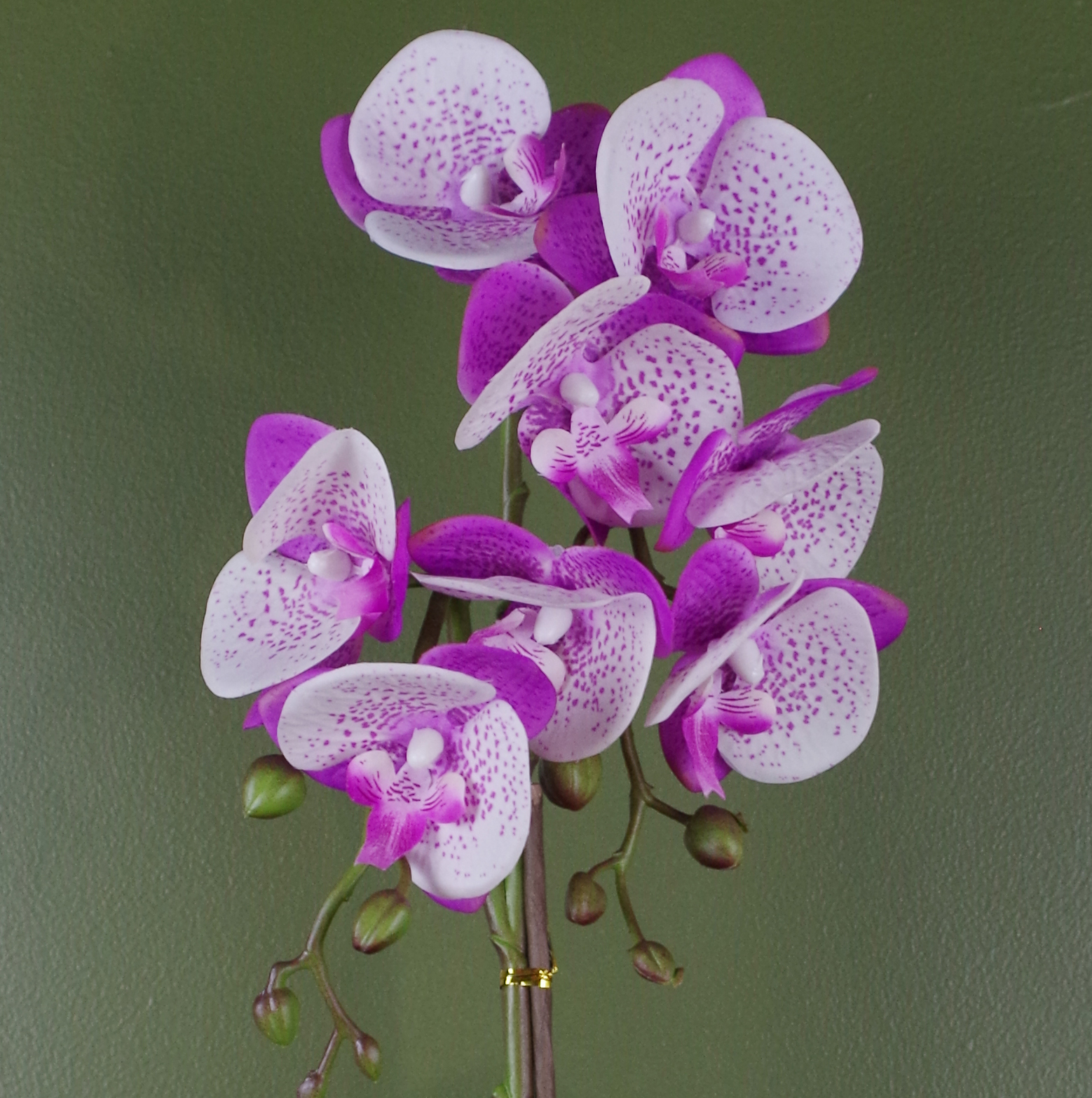 50cm Phalaenopsis Orchid Artificial Purple / White Gold Pot Leaf