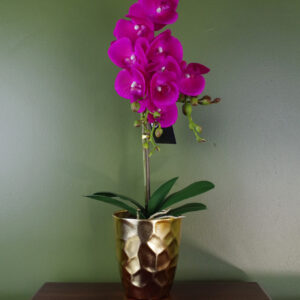 54cm Artificial Orchid Plant - Dark Pink Gold Pot