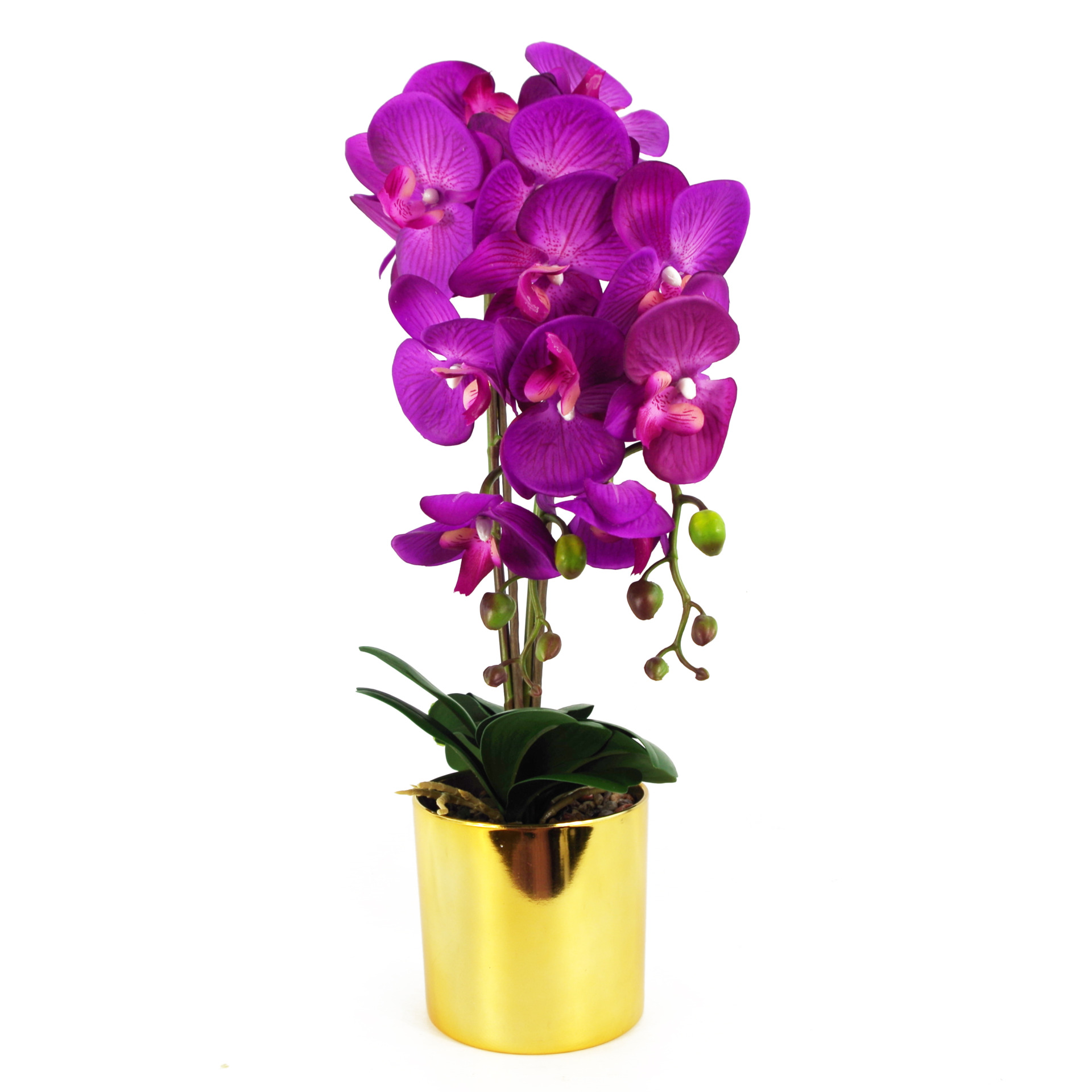 52cm Artificial Orchid Large Purple / Gold Leaf Artificial Plants