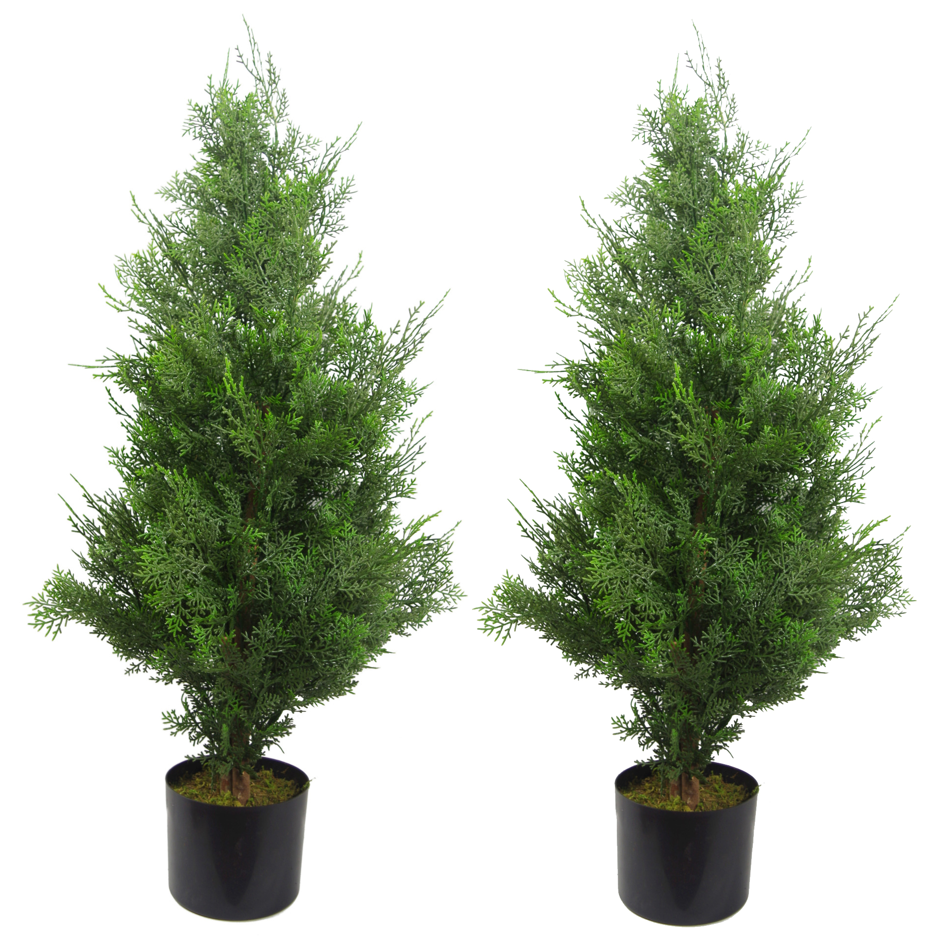 90cm Pair of Artificial Cypress Topiary Trees Leaf Artificial Plants
