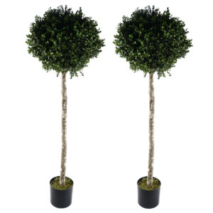 140cm Pair of Buxus Ball Artificial Tree UV Resistant Outdoor Topiary