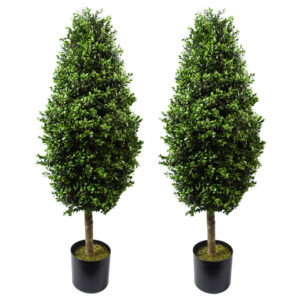 120cm Pair of Buxus Ball Cone Artificial Tree UV Resistant Outdoor