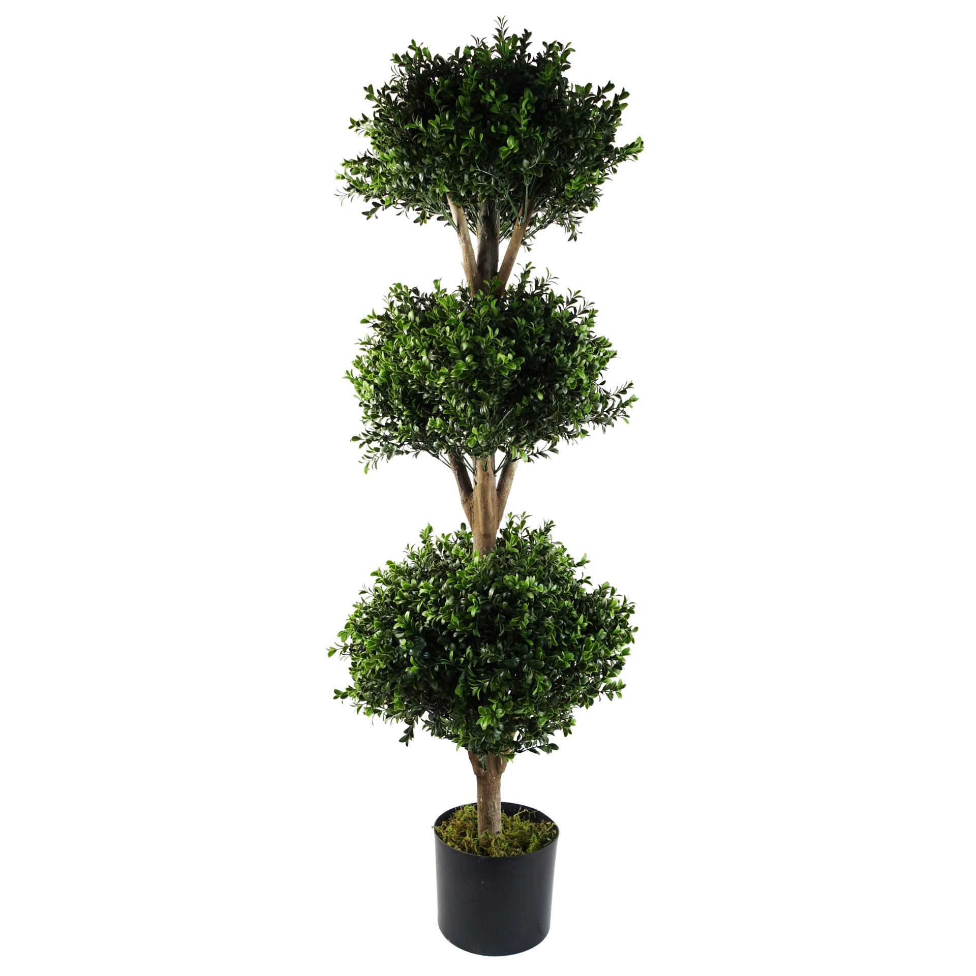 120cm Buxus Triple Ball Artificial Tree UV Resistant Outdoor Topiary