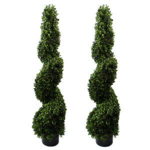 120cm Pair of Spiral Buxus Artificial Tree UV Resistant Outdoor