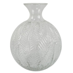 26cm Clear Fern Print Glass Bottle Vase
