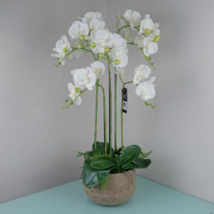 80cm Large Orchid White Artificial  - 41 REAL TOUCH flowers